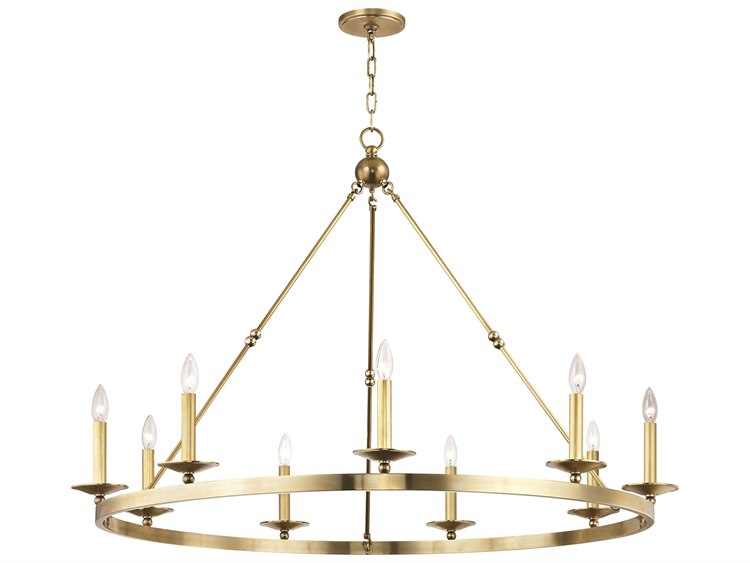 Photos - Chandelier / Lamp Wide Hudson Valley Allendale 9-Light Aged Brass Candelabra Round Chandelier 3209-AGB 