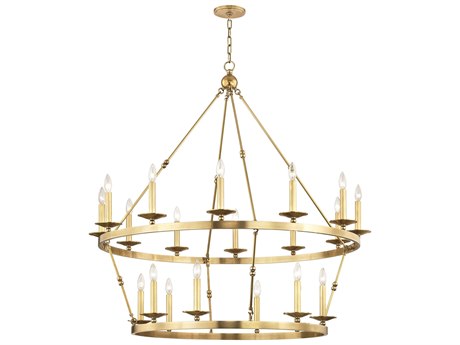 Hudson Valley Allendale 20-Light Aged Brass Candelabra Round Tiered Chandelier