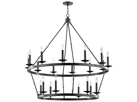 Hudson Valley Allendale 20-Light Aged Old Bronze Candelabra Round Tiered Chandelier