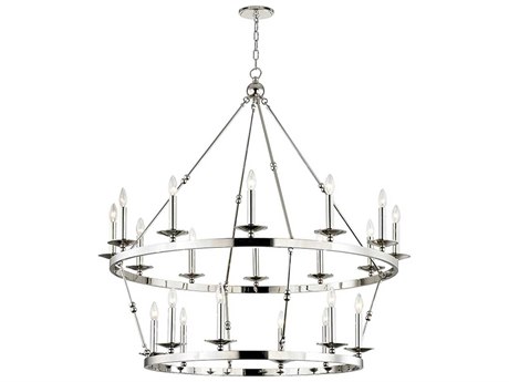 Hudson Valley Allendale 20-Light Polished Nickel Candelabra Round Tiered Chandelier