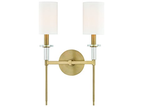Hudson Valley Amherst 2-Light Aged Brass White Crystal Wall Sconce