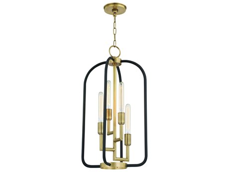 Hudson Valley Angler 4-Light Aged Brass Black Candelabra Chandelier