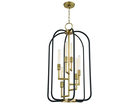 Hudson Valley Angler 6-Light Aged Brass Black Candelabra Chandelier