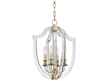 Hudson Valley Arietta 4-Light Aged Brass Clear Glass Candelabra Chandelier