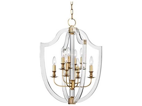 Hudson Valley Arietta 8-Light Aged Brass Clear Glass Candelabra Chandelier