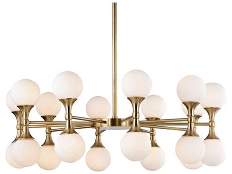 Hudson Valley Astoria 20-Light Aged Brass Glass LED Globe Geometric Round Chandelier