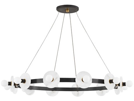 Hudson Valley Austen 12-Light Aged Old Bronze Candelabra Geometric Round Chandelier