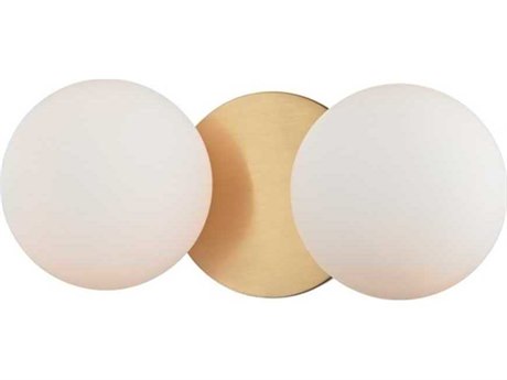 Hudson Valley Baird 2-Light Aged Brass Off White Glass LED Vanity Light