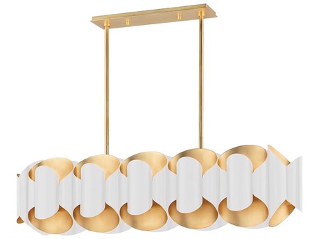 Hudson Valley Banks 12-Light Gold Leaf White Island Pendant
