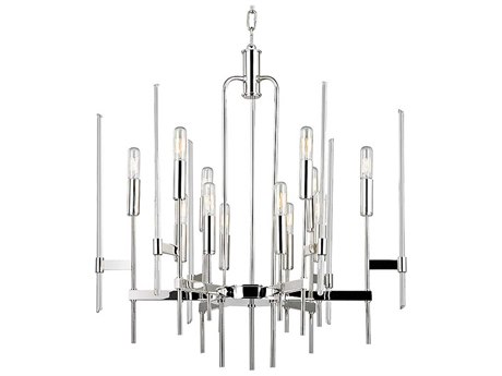 Hudson Valley Bari 12-Light Polished Nickel Clear Glass Candelabra Chandelier