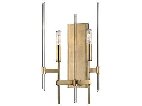Hudson Valley Bari 2-Light Aged Brass Clear Glass Wall Sconce