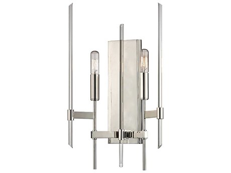 Hudson Valley Bari 2-Light Polished Nickel Clear Glass Wall Sconce