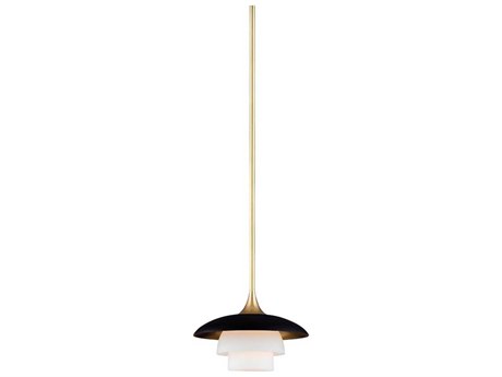 Hudson Valley Barron 1-Light Aged Brass Black White Glass Round Mini Pendant