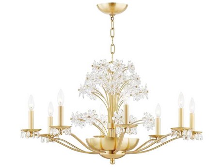Hudson Valley Beaumont 10-Light Aged Brass Crystal Glass Candelabra Chandelier