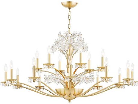 Hudson Valley Beaumont 20-Light Aged Brass Crystal Glass Candelabra Tiered Chandelier
