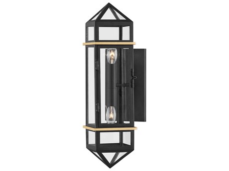 Hudson Valley Bedford Hills 2-Light Aged Brass Black LED Wall Sconce