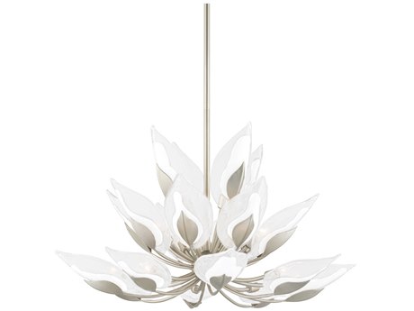 Hudson Valley Blossom 20-Light Silver Leaf Glass Candelabra Round Tiered Chandelier