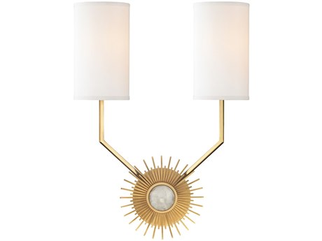 Hudson Valley Borland 2-Light Aged Brass White Crystal Wall Sconce