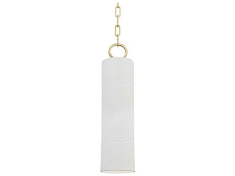 Hudson Valley Brookville 1-Light Aged Brass White Cylinder Mini Pendant