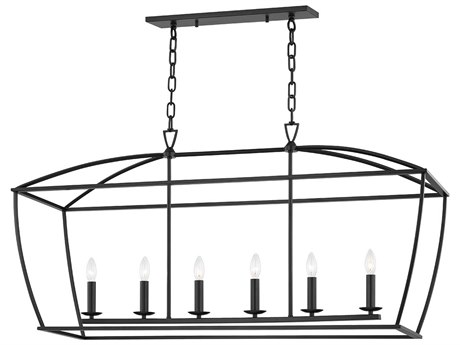 Hudson Valley Bryant 6-Light Aged Iron Black Island Pendant