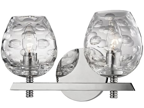 Hudson Valley Burns 2-Light Polished Nickel Clear Glass Vanity Light