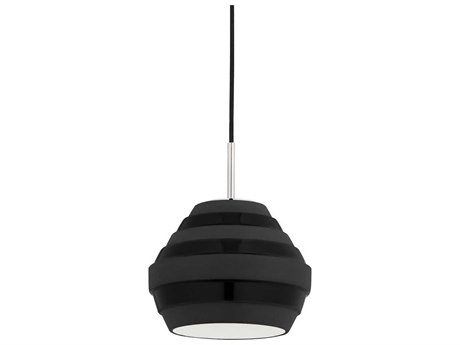 Hudson Valley Calverton 1-Light Polished Nickel Black Bell Pendant