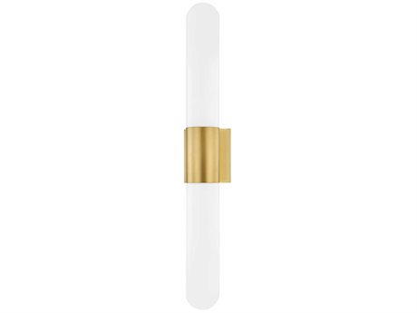 Hudson Valley Carlin 2-Light Aged Brass Glass LED Wall Sconce