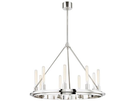 Hudson Valley Chambers 9-Light Polished Nickel Round Chandelier