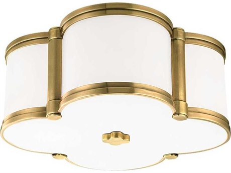 Hudson Valley Chandler 2-Light Aged Brass Clear Glass Flush Mount