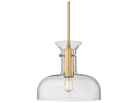 Hudson Valley Coffey 1-Light Aged Brass Clear Glass Dome Pendant