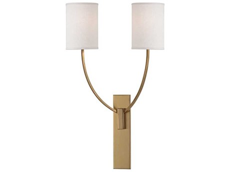 Hudson Valley Colton 2-Light Aged Brass Off White Wall Sconce