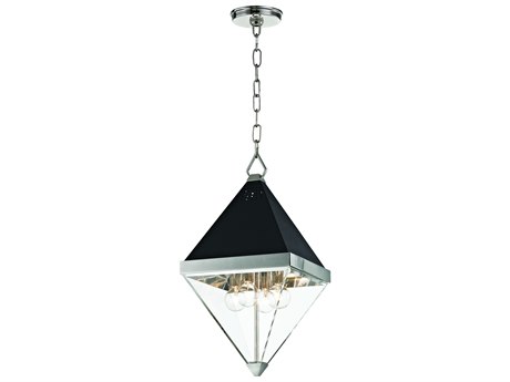 Hudson Valley Coltrane 4-Light Polished Nickel Black Textured Clear Geometric Mini Pendant