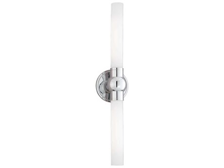 Hudson Valley Cornwall 2-Light Polished Chrome Off White Glass Wall Sconce