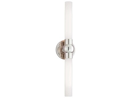 Hudson Valley Cornwall 2-Light Polished Nickel Off White Glass Wall Sconce