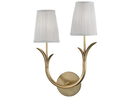 Hudson Valley Deering 2-Light Aged Brass White Wall Sconce