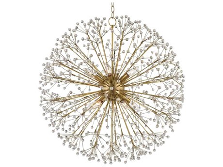 Hudson Valley Dunkirk 10-Light Aged Brass Crystal Round Pendant