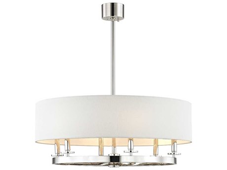 Hudson Valley Durham 6-Light Polished Nickel Off White Candelabra Drum Chandelier