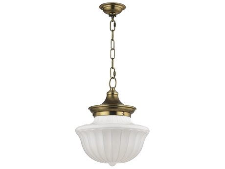 Hudson Valley Dutchess 1-Light Aged Brass White Glass Mini Pendant