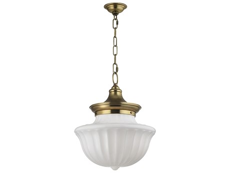 Hudson Valley Dutchess 2-Light Aged Brass White Glass Pendant