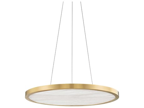 Hudson Valley Eastport 1-Light Aged Brass Glass LED Round Pendant