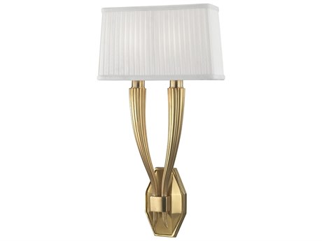 Hudson Valley Erie 2-Light Aged Brass White Wall Sconce
