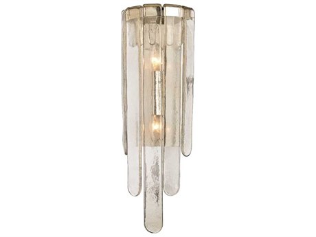 Hudson Valley Fenwater 2-Light Polished Nickel Gold Glass Wall Sconce