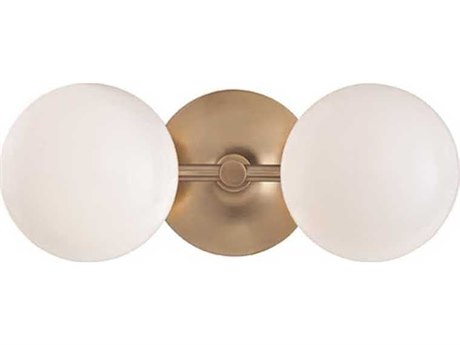 Hudson Valley Fleming 2-Light Aged Brass Off White Glass LED Vanity Light