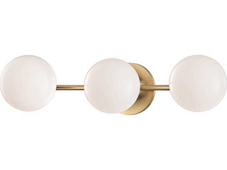 Hudson Valley Fleming 3-Light Aged Brass Off White Glass LED Vanity Light