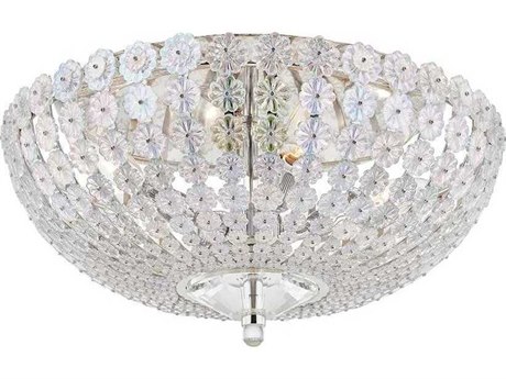 Hudson Valley Floral Park 1-Light Polished Nickel Glass Bowl Flush Mount