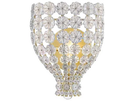 Hudson Valley Floral Park 1-Light Aged Brass Glass Wall Sconce