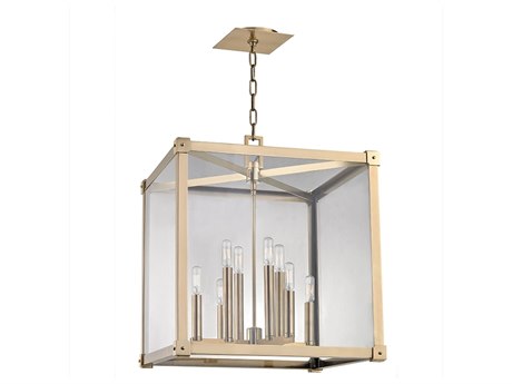 Hudson Valley Forsyth 8-Light Aged Brass Clear Glass Candelabra Tiered Chandelier
