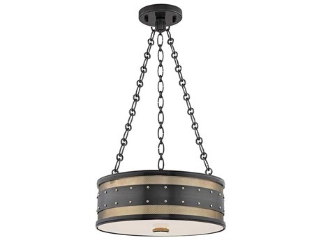 Hudson Valley Gaines 3-Light Aged Old Bronze White Glass Drum Pendant