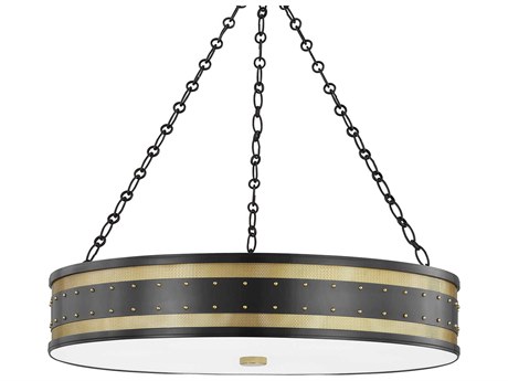 Hudson Valley Gaines 6-Light Aged Old Bronze Glass LED Drum Pendant