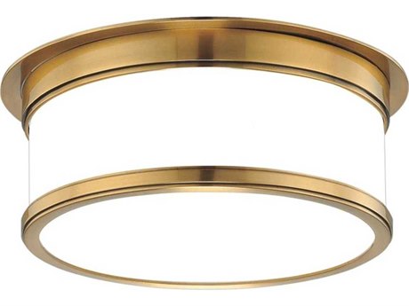 Hudson Valley Geneva 2-Light Aged Brass Glass Drum Flush Mount